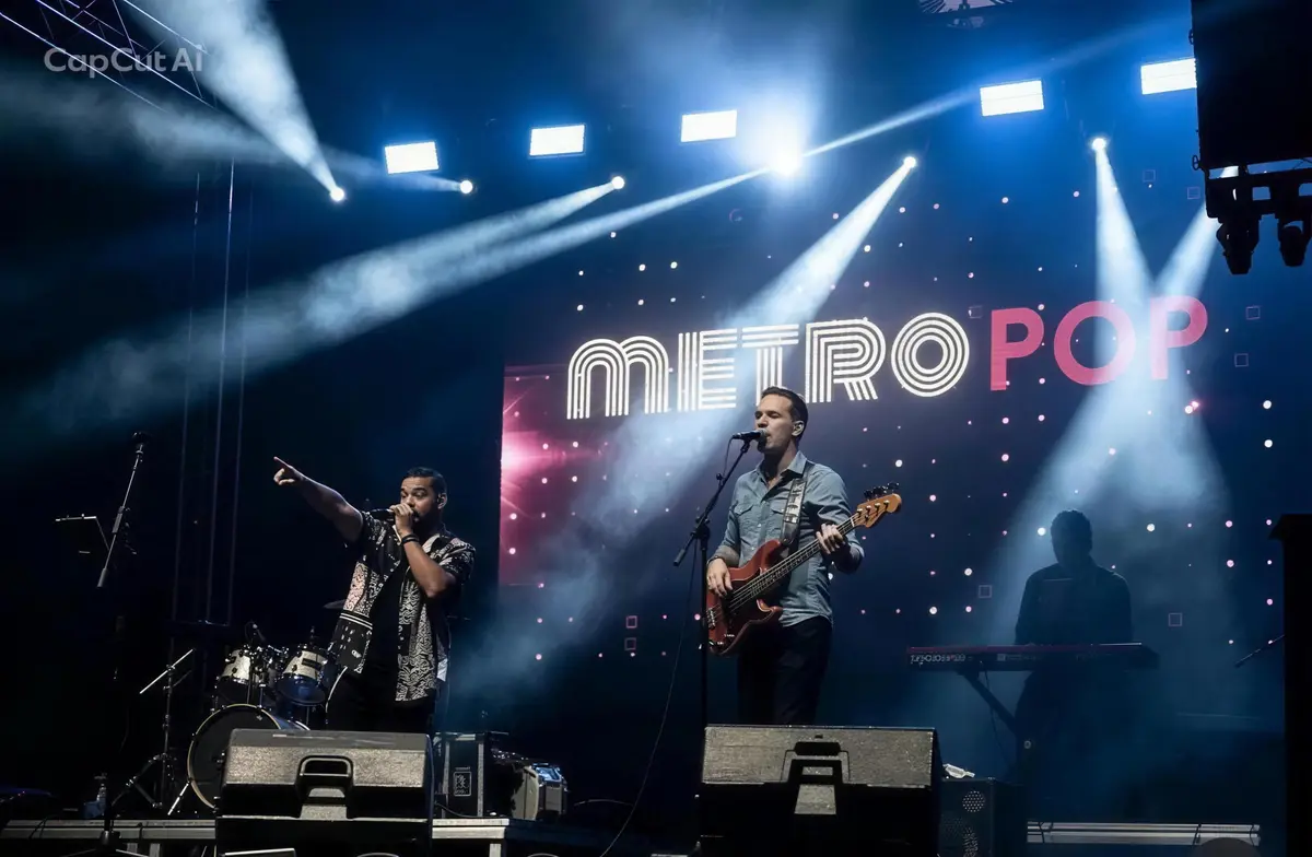 Grupo Metropop en directo con luces azules